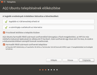 Az Ubuntu telepítésének előkészítése